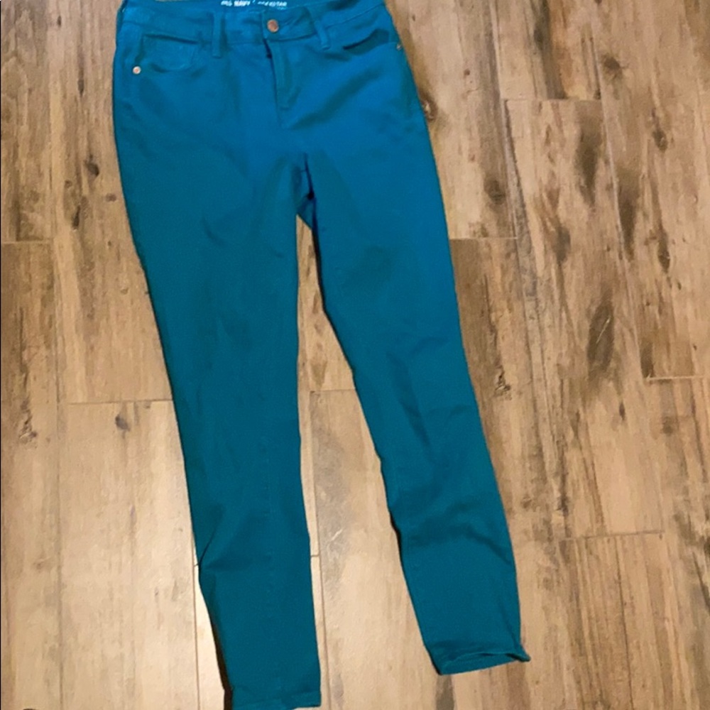 Old Navy Mid-Rise Teal Rockstar Skinny Jeans